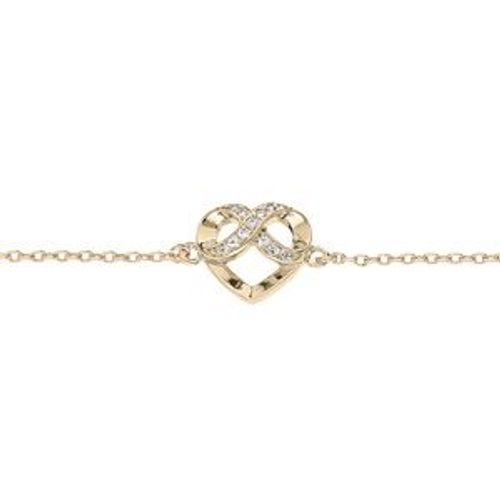 Bracelet Plaqué Or Coeur Et Infini Oxydes Blancs Sertis 16+3cm
