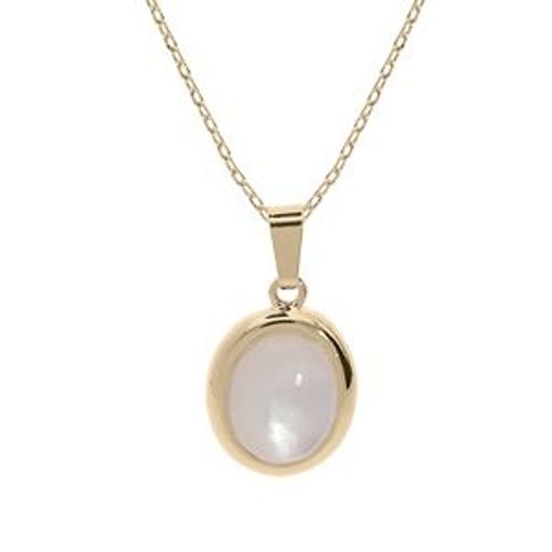 Collier Plaqué Or Pendentif Nacre Véritable 40+5cm