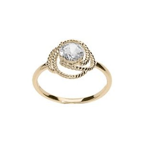 Bague Plaqué Or Fleur Oxyde Blanc