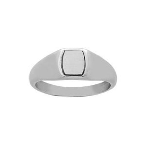 Chevalière Acier Forme Petite Tonneau 7 X 6mm Satiné