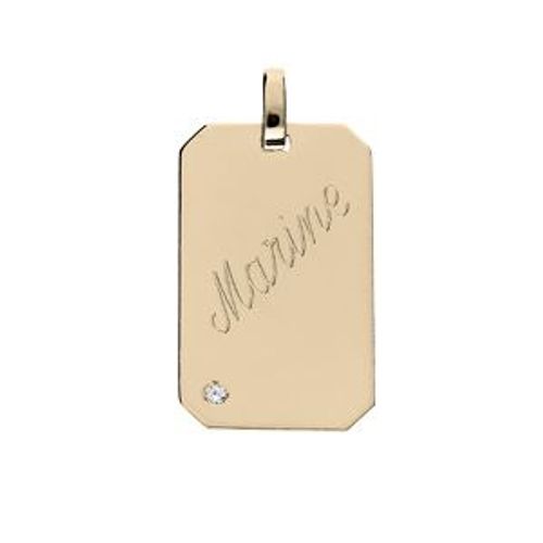 Pendentif Plaqué Or Plaque Gi 25*14mm Pans Coupés Oxyde Blanc Serti