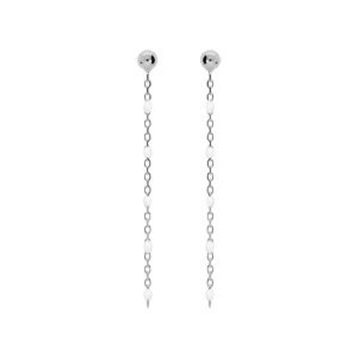 Boucles D'oreilles Tige Argent Rhodié Olives Résine Blanche