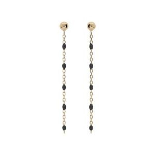 Boucles D'oreilles Tige Argent Et Dorure Jaune Olives Résine Noire