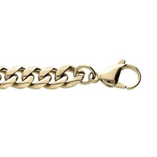 Bracelet Acier Et Pvd Jaune Maille Gourmette Hawaï 9mm 21cm