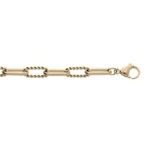 Bracelet Acier Et Pvd Jaune Maille Rectangulaire Modèle Fin 19+2cm