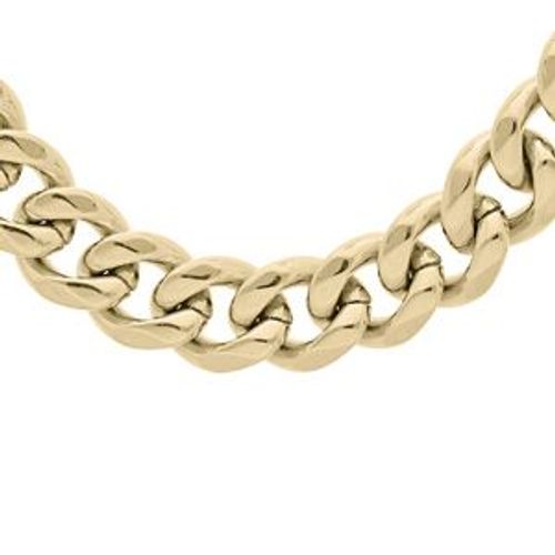 Collier Acier Et Pvd Jaune Maille Gourmette Hawaï 9mm 55cm