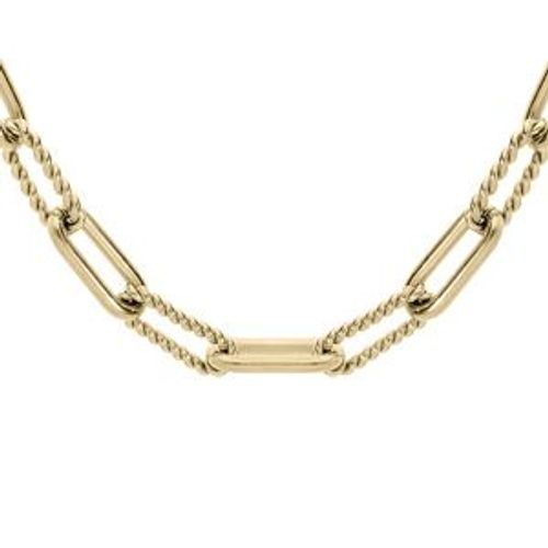 Collier Acier Et Pvd Jaune Maille Rectangulaire Modèle Fin 47+1cm