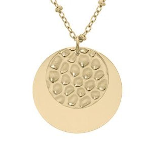 Collier Acier Et Pvd Jaune Pendentif Double Pastille 41+5cm