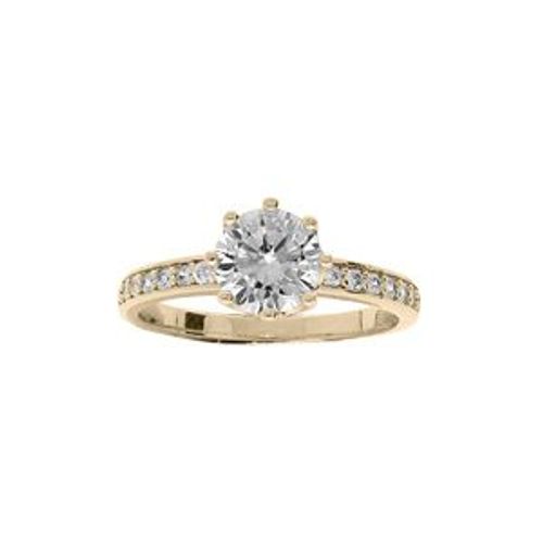 Bague Plaqué Or Solitaire Oxydes Blancs