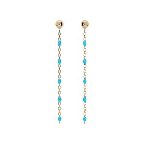 Boucles D'oreilles Tige Argent Et Dorure Jaune Olives Résine Turquoise Imitation