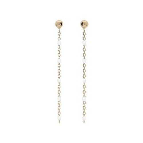 Boucles D'oreilles Tige Argent Et Dorure Jaune Olives Résine Blanche
