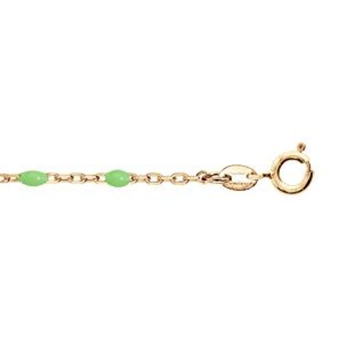 Bracelet Argent Et Dorure Jaune Olives Résine Vert Fluo 15+3cm
