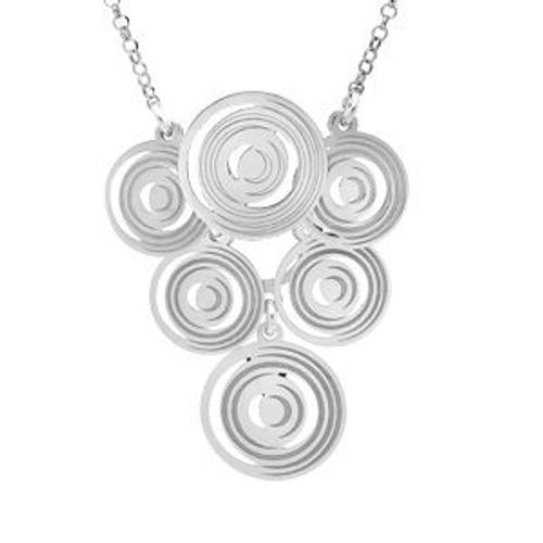 Collier Argent Rhodié Pendentif Multi Cercles 40+5cm