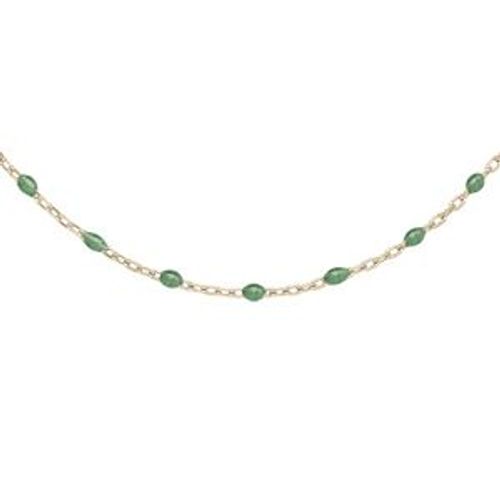 Sautoir Argent Et Dorure Jaune Olives Résine Vert Fluo 60+10cm