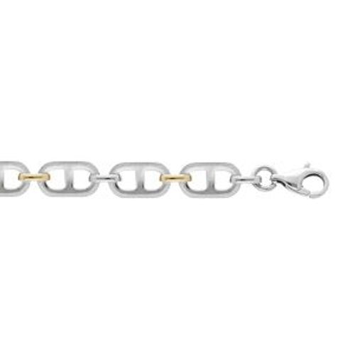 Bracelet Acier Maille Plate Bicolore 21cm