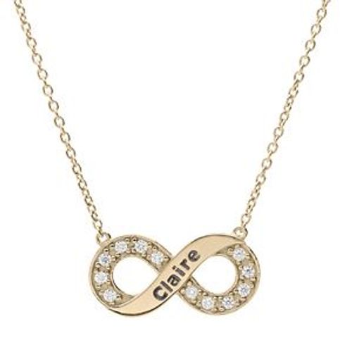 Collier Plaqué Or Infini À Graver Avec Oxydes Blancs Sertis 42+3cm