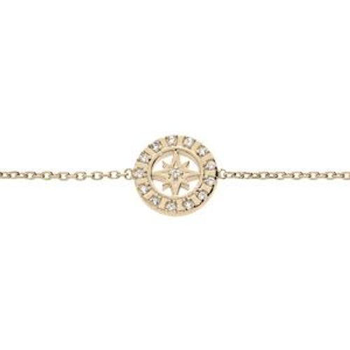 Bracelet Plaqué Or Étoile Du Nord Oxydes Blancs Sertis 16+2cm
