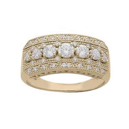 Bague Plaqué Or Grand Diamètre Large Oxydes Blancs Sertis