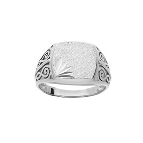 Chevalière Argent Platiné 11*12 Diamantée