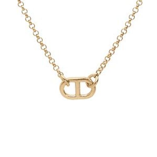 Collier Argent Et Dorure Jaune 1 Maille Marine 40+5cm
