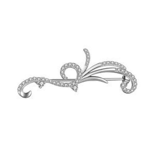 Broche Argent Rhodié Oxydes Blancs Sertis 42.7 X 14.9mm