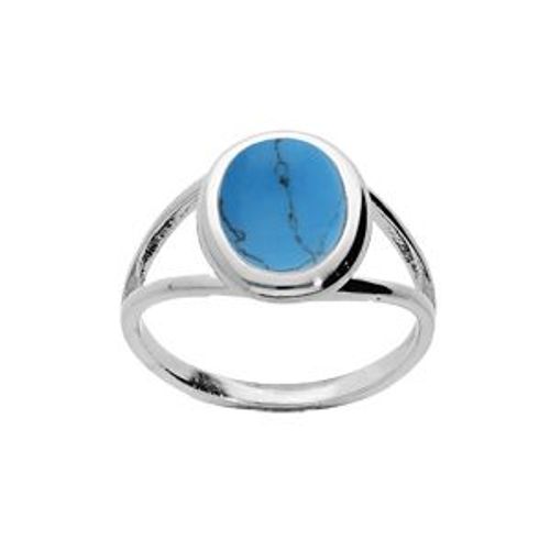 Bague Argent Rhodié Turquoise Imitation