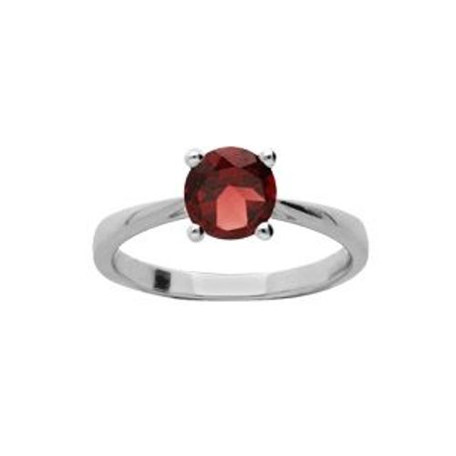Bague Argent Rhodié Pierre Véritable Grenat 6,5mm