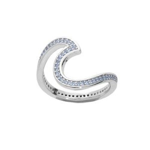 Bague Argent Rhodié Volute Oxydes Bleus Sertis