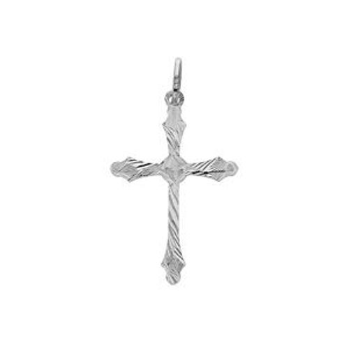 Pendentif Argent Rhodié Croix Diamanté