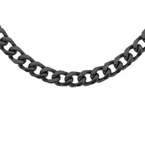 Collier Acier Maille Gourmette 6mm Pvd Noir 50cm