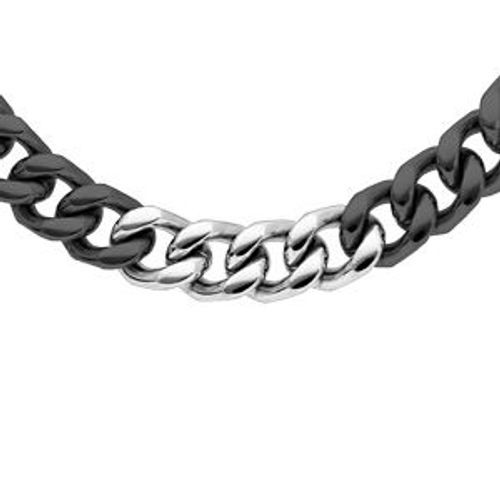 Collier Acier Maille Gourmette 8mm Et Pvd Noir 50cm