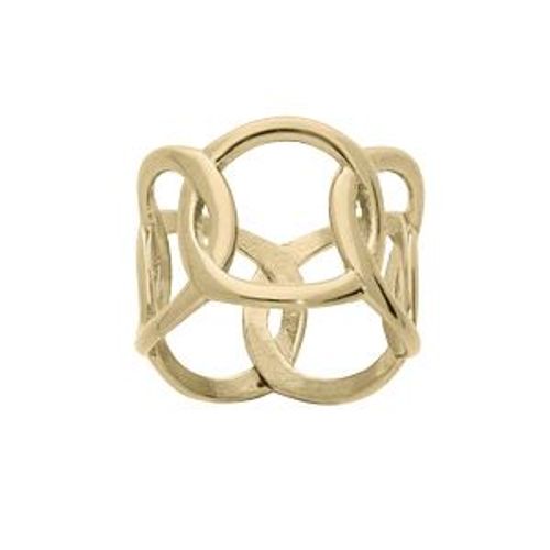 Bague Acier Et Pvd Jaune Multi Cercles Entrelacés