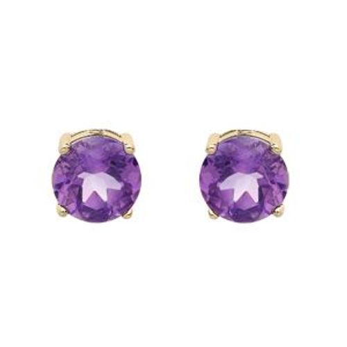 Boucles D'oreilles Tige Plaqué Or Pierre Véritable Améthyste 4mm
