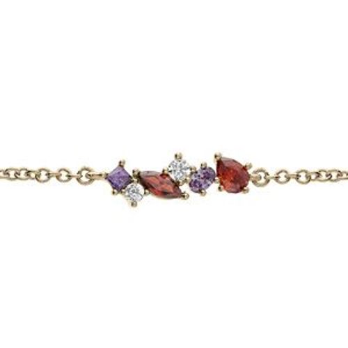 Bracelet Plaqué Or Oxydes Multi Couleurs 16+2cm