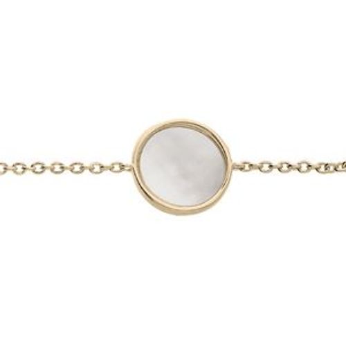 Bracelet Plaqué Or Rond Avec Nacre Blanche Véritable 10mm 16+2cm