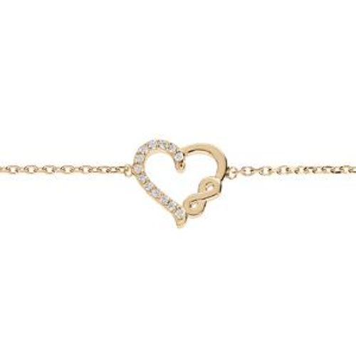Bracelet Plaqué Or Coeur Et Infini Oxydes Blancs Sertis 16+2cm