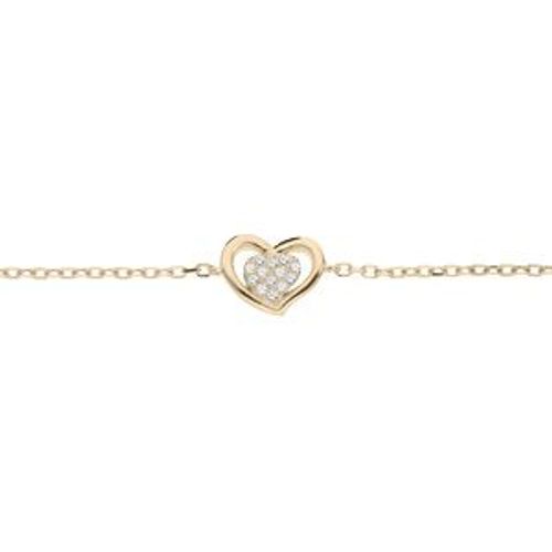 Bracelet Plaqué Or Coeur Oxydes Blancs Sertis 16+3cm