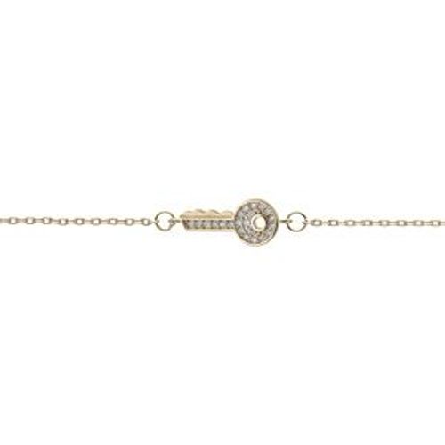 Bracelet Plaqué Or Clef Oxydes Blancs Sertis 16+3cm