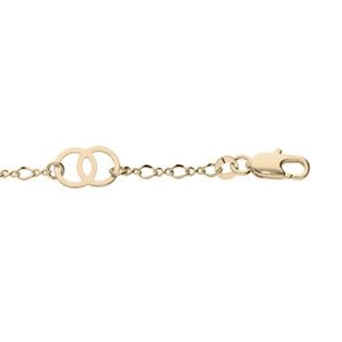 Bracelet Plaqué Or Double Anneaux 18cm Réglable