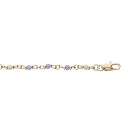 Bracelet Plaqué Or Tutti Frutti Pierres Bleues Et Blanches 16+3cm