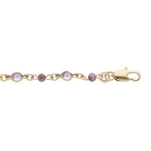 Bracelet Plaqué Or Tutti Frutti Pierres Violettes 16+3cm
