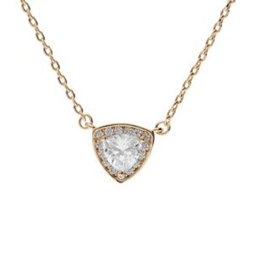 Collier Plaqué Or Goutte Oxyde Blanc Serti Clos 42+3cm