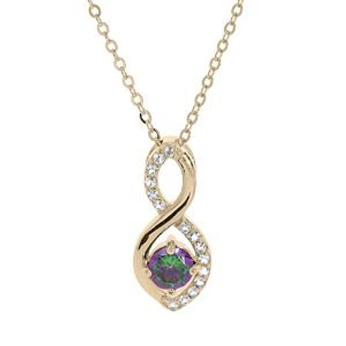 Collier Plaqué Or Pendentif Infini Oxydes Mystique Et Blancs Sertis 40+5cm