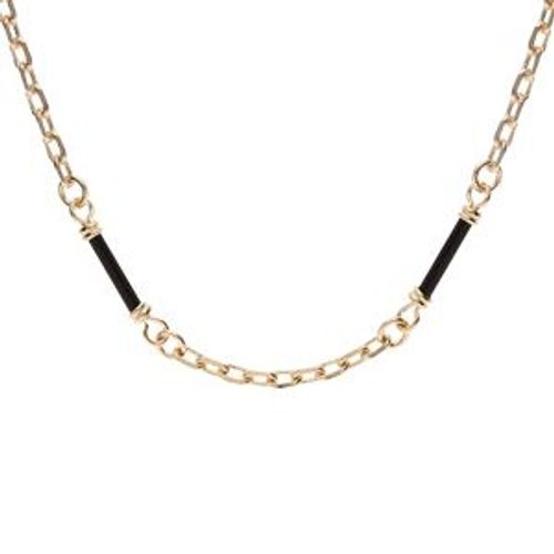 Collier Plaqué Or Tubes Noirs 45cm