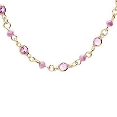 Collier Plaqué Or Tutti Frutti Pierres Roses 39+5cm