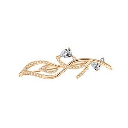 Broche Plaqué Or Oxydes Blancs Sertis 43.9 X 12.6mm