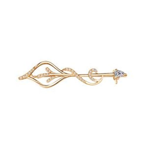 Broche Plaqué Or Oxydes Blancs Sertis 44.10 X 11.60mm