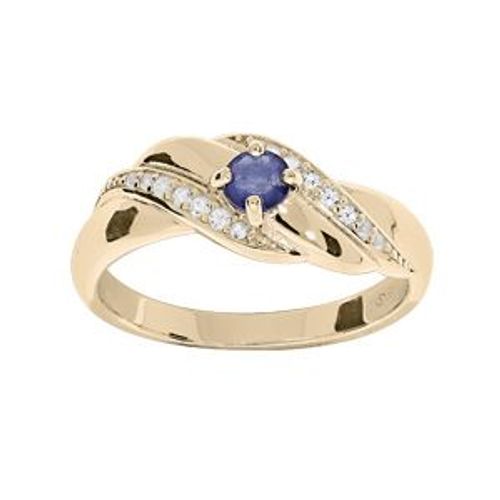 Bague Plaqué Or Oxydes Bleu Et Blancs Sertis
