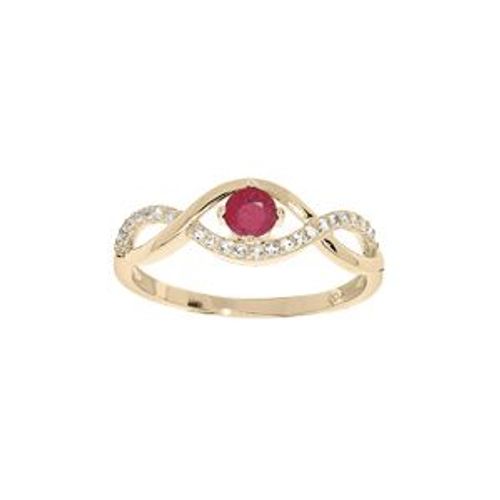 Bague Plaqué Or Oxydes Rouge Et Blancs Sertis