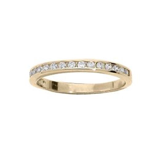 Bague Plaqué Or Massif Demi Alliance Oxydes Blancs Serti Rail